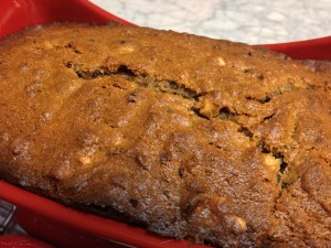 peanut butter banana bread with roasted cacao nibs