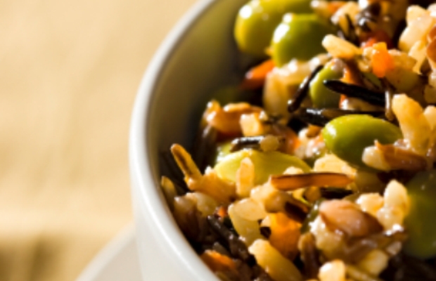 slow cooker wild rice with edamame