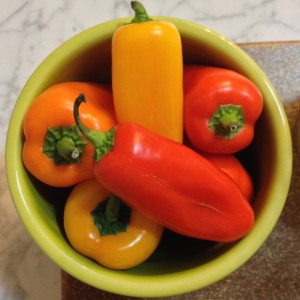 sweet red and yellow peppers
