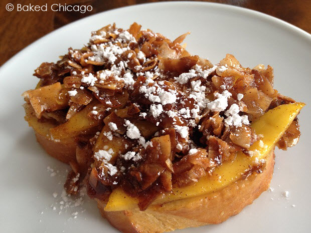 top the coconut-mango upside down baked French toast with confectioners' sugar, if desired, #shop #JungleFresh