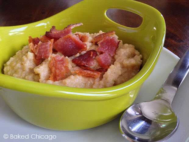 Cheesy Slow Cooker Grits with bacon