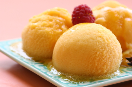 use mango sorbet or ice cream for these mango ginger floats
